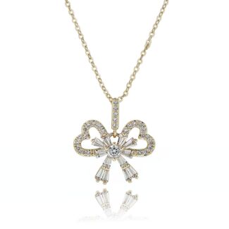 Eternal Bow Baguette Bow Gold Plated Necklace
