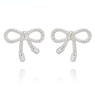 Eternal Bow Rope Style Silver Plated Stud Earrings