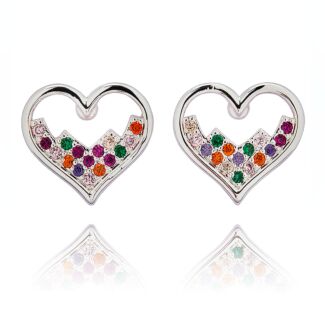 Glam Rox Pretty Heart Silver Plated Stud Earrings