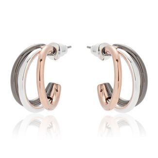 Mixed Metal Contemporary Hoop Earrings