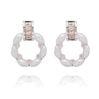 Circle Of Pearls Silver Plated Stud Earrings