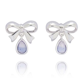 Candy Lilac Bow Silver Plated Stud Earrings