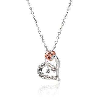 Polished Two Tone Entwined Heart Necklace