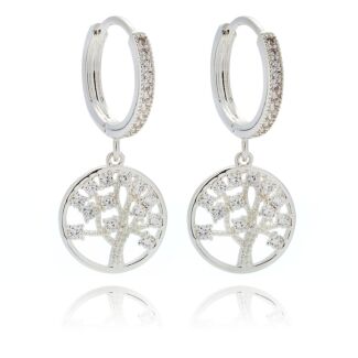 Tree of Life Elegant Silver Plated Hoop Earrings