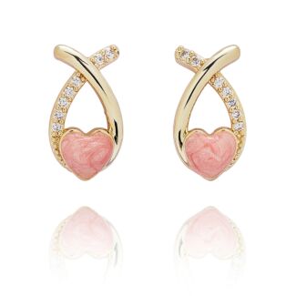 Iced Gem Kiss Gold Plated Stud Earrings