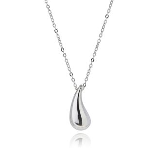 Raindrops Single Droplet Silver Plated Necklace
