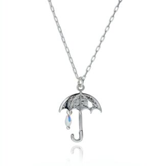 Raindrops Umbrella Silver Plated Necklace