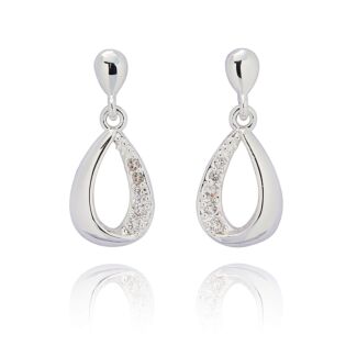 Raindrops Twisted Silver Plated Stud Earrings