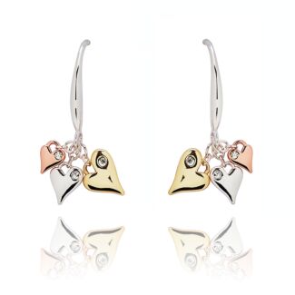 Luxe Tag Three Tone Triple Heart Earrings