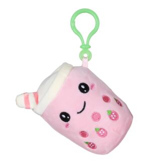 Mochi Pop Strawberry Boba Bubble Tea Plush Key Clip