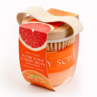 Tropical Fruits Grapefruit & Orange Sugar Scrub & Body Brush Set