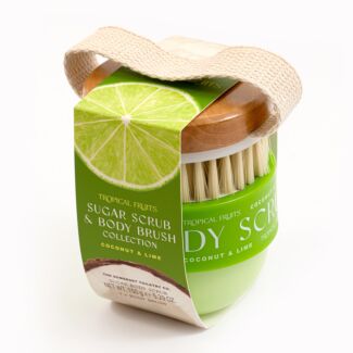 Tropical Fruits Coconut & Lime Sugar Scrub & Body Brush Set