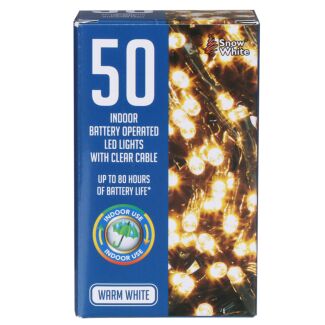 50 Warm White Battery Operated LED Christmas Lights