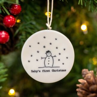 ‘Baby’s First Christmas’ Flat Porcelain Bauble