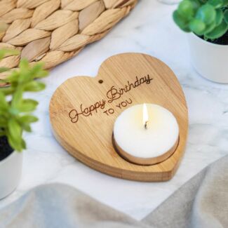 ‘Happy Birthday To You’ Heart Shaped Tealight Holder
