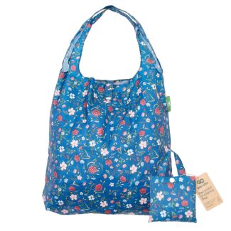 Navy Floral Recycled Foldaway Shopper