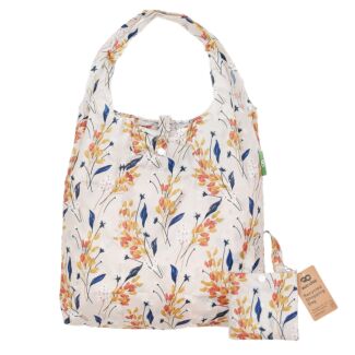 Beige Flowers Recycled Foldaway Shopper