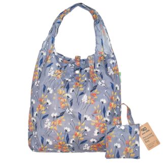 Grey Flowers Recycled Foldaway Shopper