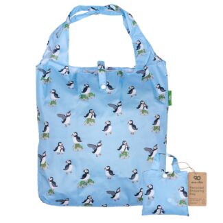 Blue Puffins Recycled Foldaway Shopper