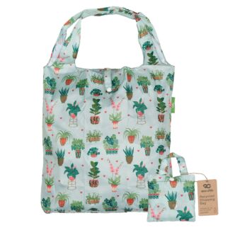 Mint Green Plants Recycled Foldaway Shopper