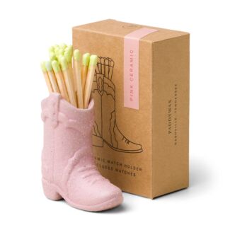 Nashville Cowboy Boot Pink Ceramic Match Holder with Matches