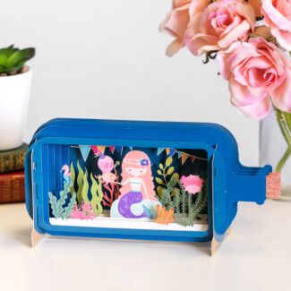 Mermaid Girl Message in a Bottle Card