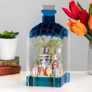 Seaside Beach Hut 3D Keepsake Art Bottle