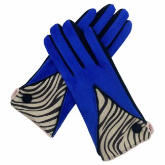 Blue Zebra Animal Print Gloves