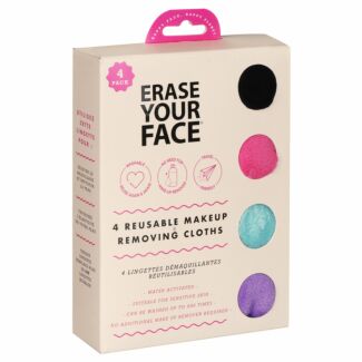 Erase Your Face Pack of Four Reusable Makeup Removing Cloths