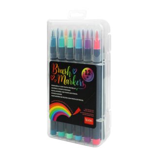 Set Of 12 Bright Colours Brush Markers
