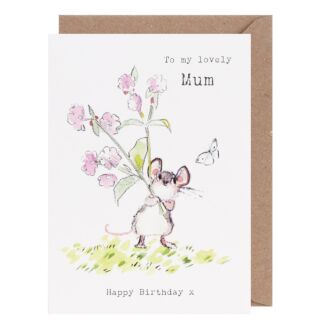 Mouse with Flowers ‘Mum’ Birthday Card