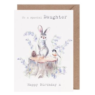 Rabbit, Bird & Bluebells ‘Daughter’ Birthday Card