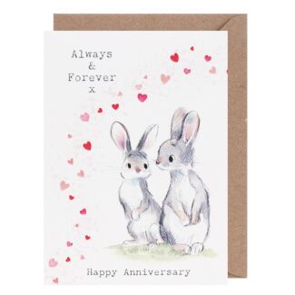 Rabbits and Hearts ‘Anniversary’ Card