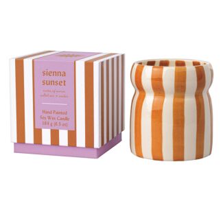 Cabana 184g ‘Sienna Sunset’ Rust Striped Ceramic Candle