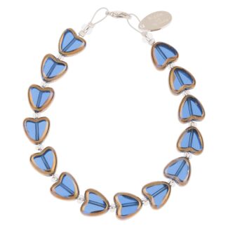 Blue Gold Edged Hearts Bracelet