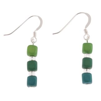 Greens Satin Cubes Earrings 