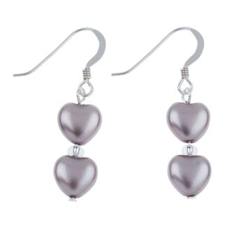 Dusky Grey Pearl Hearts Earrings