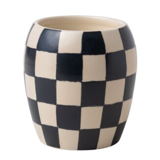 Checkmate 311g ‘Black Fig & Olive’ Black Chequered Porcelain Candle