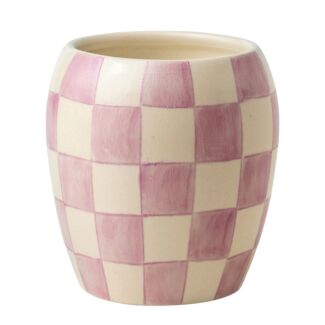 Checkmate 311g ‘Lavender Mimosa’ Lilac Chequered Porcelain Candle