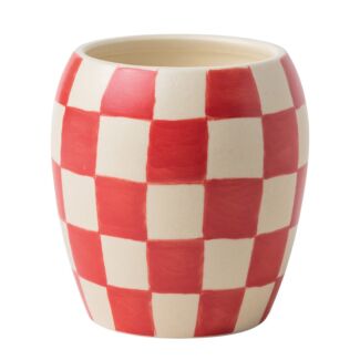 Checkmate 311g ‘Rose & Santal’ Red Chequered Porcelain Candle