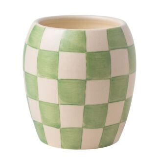 Checkmate 311g ‘Cactus Flower’ Sage Chequered Porcelain Candle