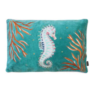 Coral Seahorse Velvet Cushion