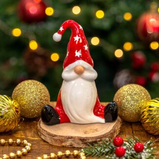 12.5cm Ceramic Sitting Gonk with Star Hat Decoration
