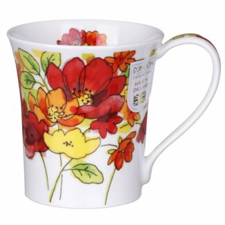 Inky Florals Red Jura Shape Mug