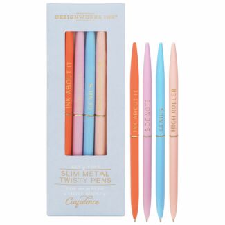 Set Of 4 Confidence Twisty Slim Metal Pens