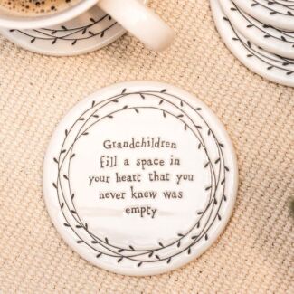 Grandchildren Fill a Space in Your Heart… Porcelain Leaf Coaster