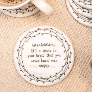 Grandchildren Fill a Space in Your Heart… Porcelain Leaf Coaster