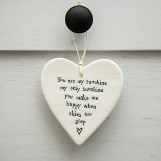 Porcelain Hanging Heart You Are My Sunshine