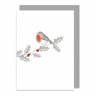 Bird and Berry Robin Greetings Card