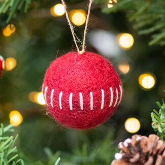 Felt Embroidered Red Bauble